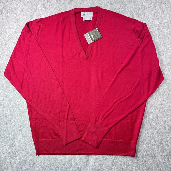 Coxmoore of England NWT Men's XL 100% Wool Long Sleeve Burgundy Light Sweater‎ - Picture 1 of 7